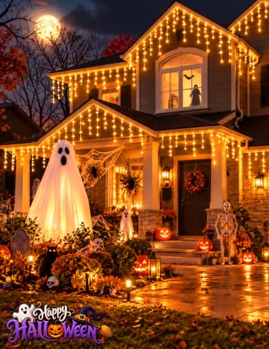EcoNour Warm White Christmas Icicle Lights for Outside, 114.82 FT