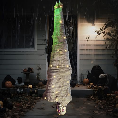 Halloween Hanging Corpse Decoration - 65-Inch Spooky Animated Dead Body Prop with Lights & Sound