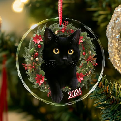 PORSWISH Style 3 Black Cat Christmas Ornament - Pet Lover Holiday Decor, 2026