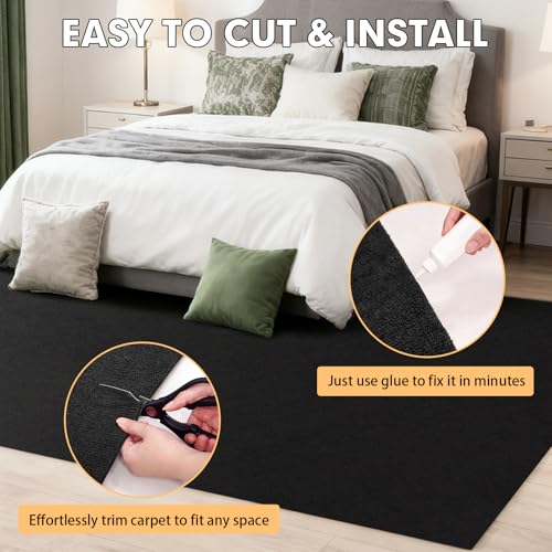 Marine Carpet - 5 FT x 20 FT Black Indoor Outdoor Boat Deck Rug Variation of Black / 5 FT x 20 FT