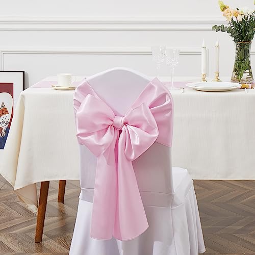 Pink Satin Chair Sashes 6 x 108 Inch - 50 Pack | Counfeisly Wedding Party Decor