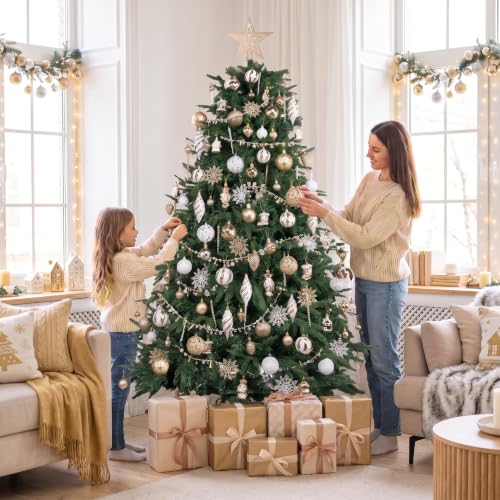 Bassion Champagne & White Christmas Ornaments Set - Holiday Tree Decorations