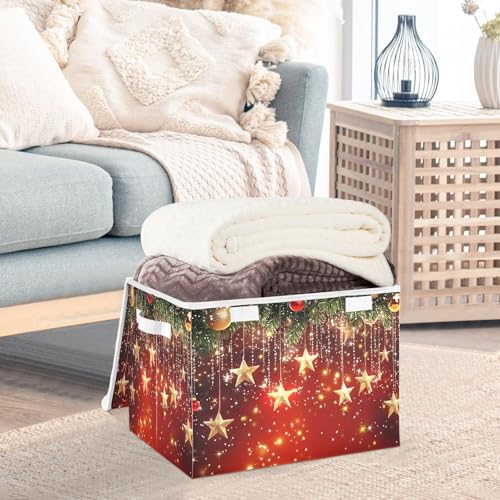 Christmas Storage Bins with Lids and Handles - Collapsible Organizer Basket (Variation Christmas 3)