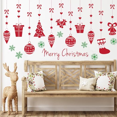 Christmas Wall Decals for Bedroom Hanging Christmas Tree Snowflake Gift Wall Stickers for Living Room Window Decor Removable Art Mural for Kids Baby Gift Nursery Door Decor Supplies (Style)