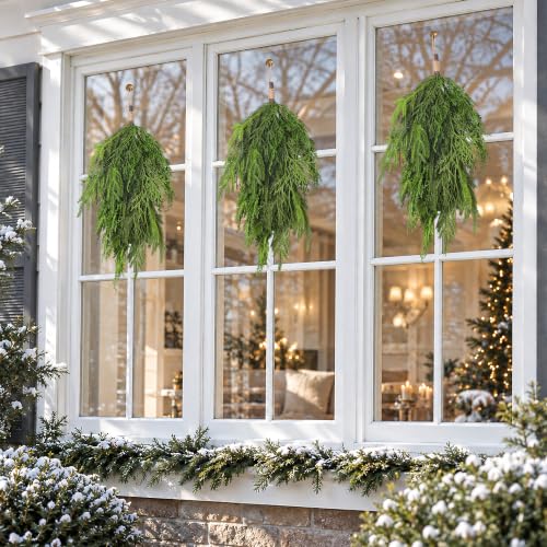 4PCS 24-Inch Norfolk Pine Cedar Swag Christmas Door Decor - Variation 4