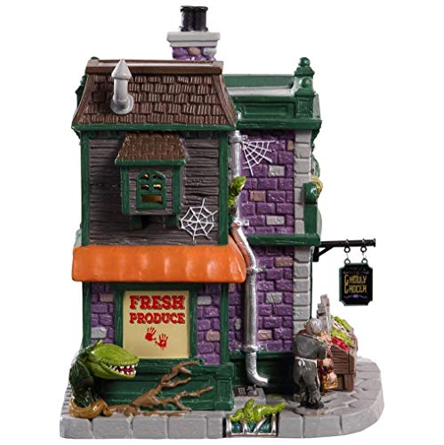 Lemax Ghouly Grocer Halloween Village Lighted Building - Spooky Town Scene