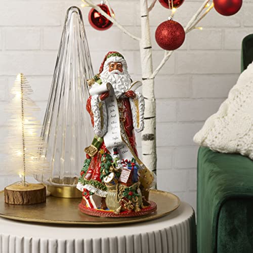 Fitz & Floyd Holiday Home African American Santa Musical Figurine - Wind-Up Decorative Resin Christmas Decoration