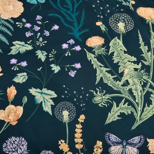 Queen Size Peacock Blue Floral Comforter Set - 7 Pieces Bedding with Reversible Design