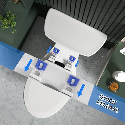 Angol Shiold Slow Close Elongated Wooden Toilet Seat - White 18.5"