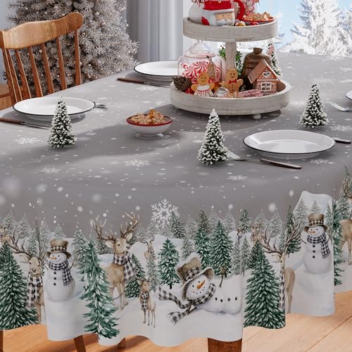 Christmas Tablecloth Oval 60x84 Inch Winter New Year Home Party Decor