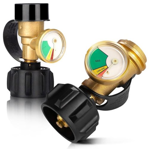 Bestfire Propane Tank Gauge with Leak Detector - Universal Level Indicator for 5-40lb Tanks | Brass Construction for BBQ Grills & Camping Stoves