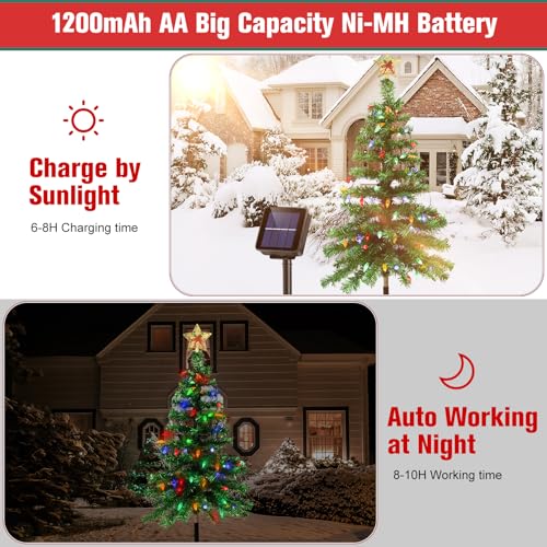 Solar Christmas Trees Lights Outdoor, Powered Xmas Tree Stake Outside