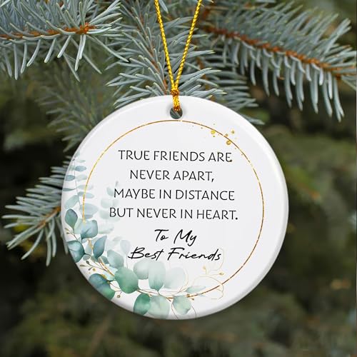 True Friends Christmas Ornament, Long Distance Friendship Ceramic