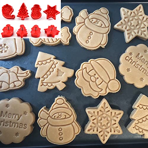 Christmas Cookie Cutter Set - 4 Pcs Holiday Baking Molds for Cookies, Fondant & Crafts