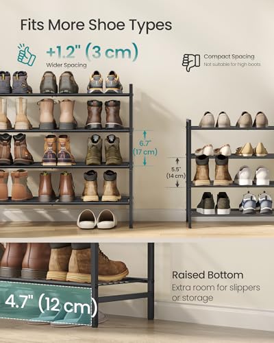 SONGMICS 4-Tier Metal Shoe Rack - Black Vertical Organizer, Holds 20 Pairs