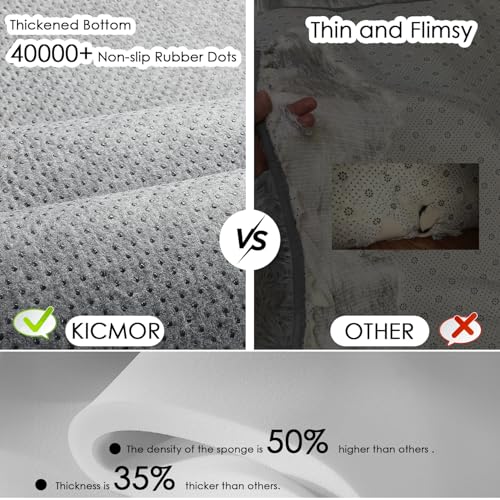 KICMOR 8x10 Black & White Checkered Shag Area Rug - Large Fluffy Plush Carpet for Living Room, Bedroom, Nursery