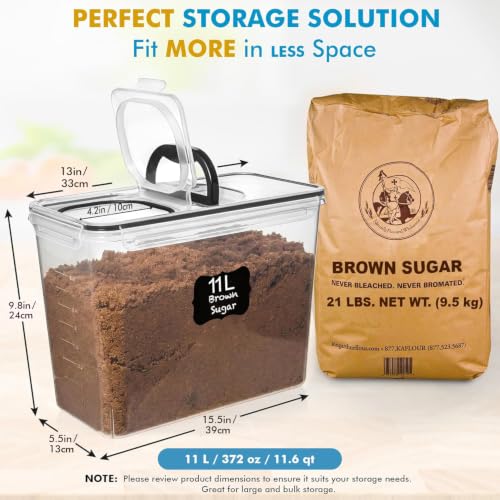 Shazo Black 2-Pack 11L Airtight Food Storage Containers with Spout & Handles