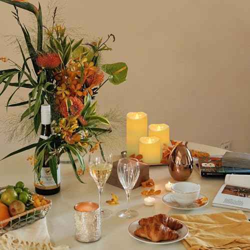 Battery Powered Flameless Candles, LED Flickering Pillar Candles, Electric Plastic Fake Candle with Remote Control and Timer for Halloween Christmas Wedding Fireplace Decor Set of 3