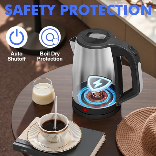 Stariver 2.5L Large Electric Kettle - Black Silver BPA-Free Stainless Steel Water Boiler