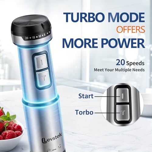 Levstek 1200W Hand Blender Set with 7 Accessories – Immersion Stick Blender for Smoothies, Soups, and More