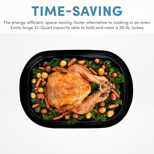 AROMA 22 Qt. Silver Roaster Oven with Self-Basting Lid - Stainless Steel