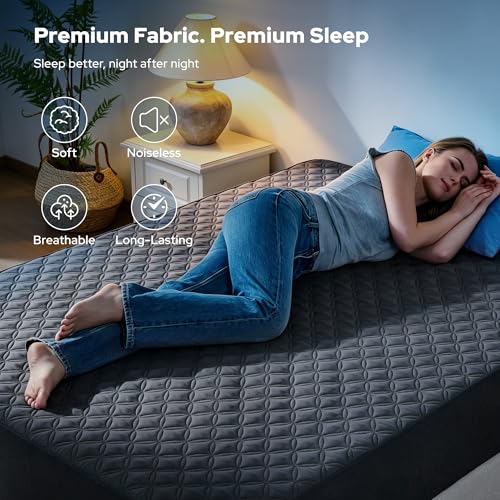 BEDLORE Waterproof Mattress Protector Cal King Gray 18" Deep Pocket Bed Cover