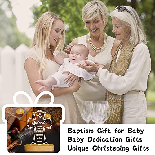 Lampeez Baptism Gift: Wooden Night Light - Kids Decoration Lamp, USB Power, Bedroom Decor, Xmas & for Boy or Girl
