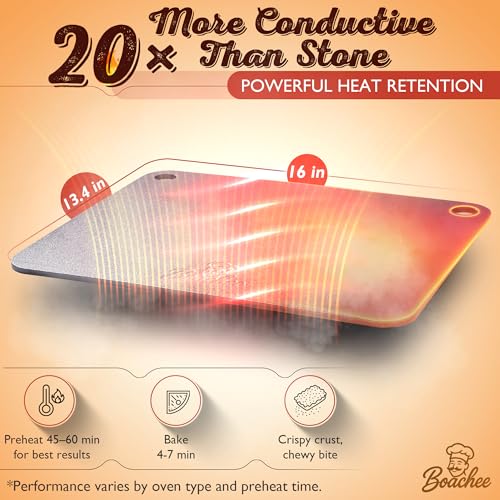 Heavy-Duty Pizza Steel Pan 16x13.4 Inch for Crispy Crust Baking or Grilling