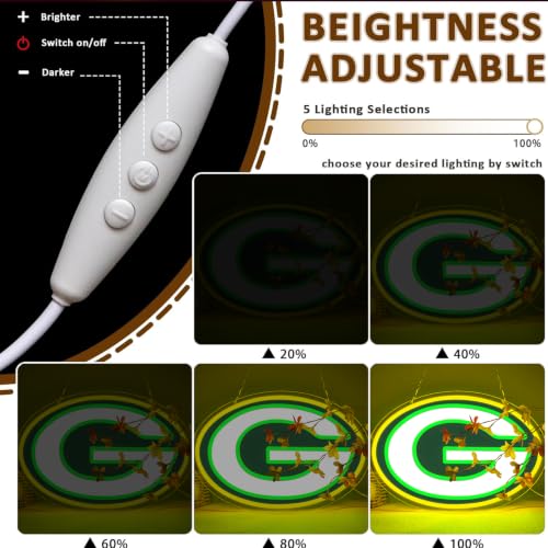BNBIDEN Green Packers Football Neon Sign for Wall Decor, Sports Bar & Man Cave Lighting