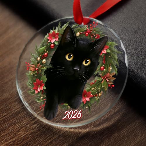 PORSWISH Style 3 Black Cat Christmas Ornament - Pet Lover Holiday Decor, 2026