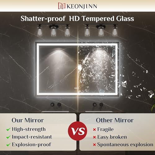 24x30 Inch LED Bathroom Mirror with Lights, Bluetooth Speaker, Front & Backlit - Variation of 30"L x 24"W