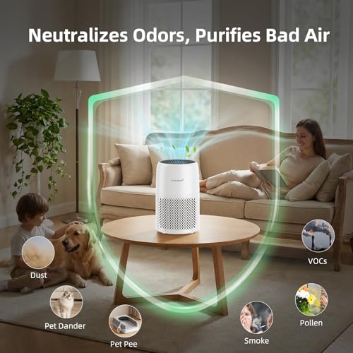 AromaRoom Pure White Pet Air Purifier with True HEPA, Odor & Hair Removal