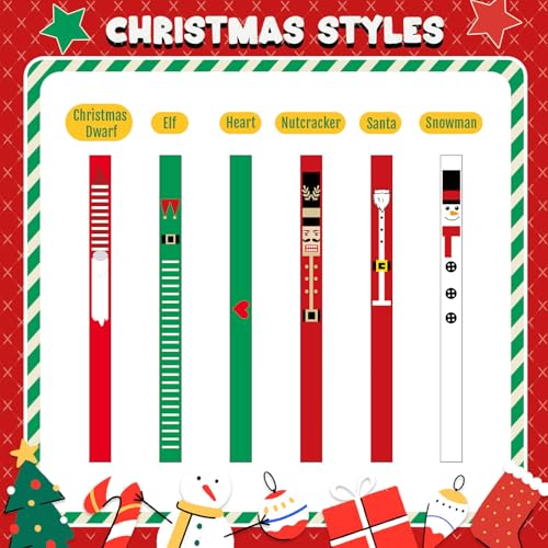 Charnoel 36pcs Christmas Silicone Wristbands Set – Santa, Snowman, Elf & Nutcracker