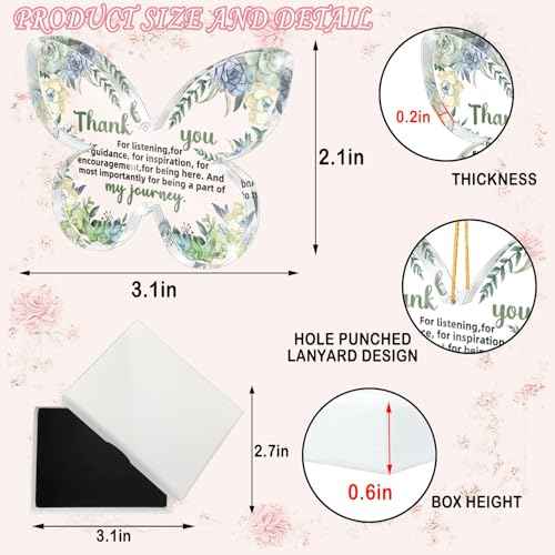 Thank You Gift, for Every Step of My Journey Commemorative Acrylic Butterfly Pendant Keepsake with Gift Box, Suitable for Hanging in The Office Room or Car, Bestie Gifts for Your Loved Ones