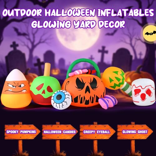 10FT Halloween Inflatable Pumpkin Ghost Yard Decoration with LED Lights