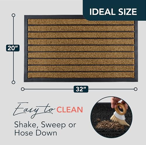 Extra Durable Outdoor Door Mat - 32 x 20 Inch Bright Brown Entrance Rug with Non-Slip Backing