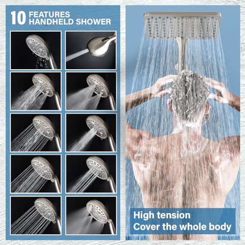 Rain Shower Head with Handheld High Pressure Rainfall Shower Combo - Brushed Nickel