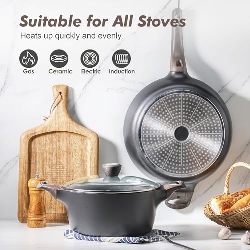SENSARTE Classic Black 14-Piece Non-Stick Cookware Set - Healthy Induction Safe