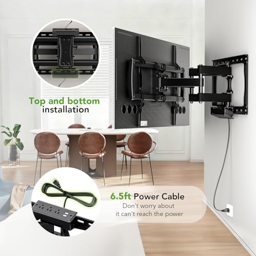 32-85 Inch Full Motion TV Wall Mount with Power Outlet & Dual Articulating Arms - Fits 8-16" Studs, Max VESA 600x400mm, Supports 132lbs