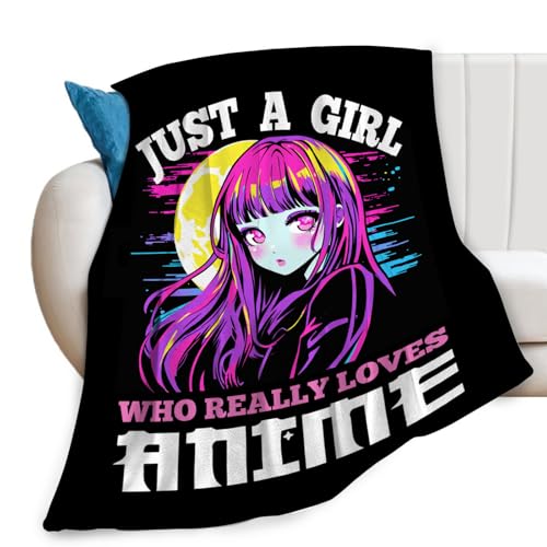 Just A Girl Who Loves Anime Throw Blanket 60x80 Soft Fleece Plush Bedding Gift