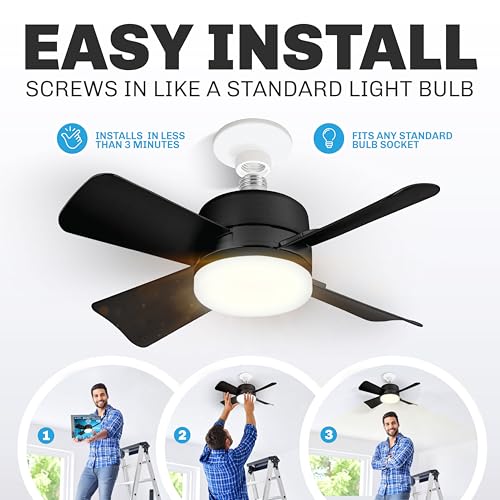 Bell+Howell Socket Breeze 15.4" Portable Fan Light with Remote - Black