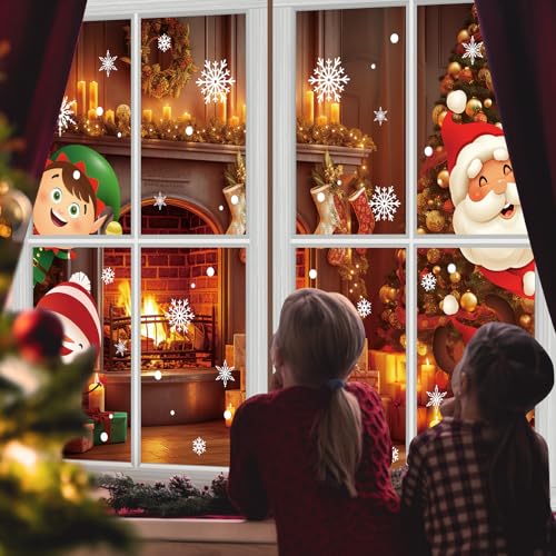 HunnmingRe 2 Pcs Christmas Santa Claus Window Covers Xmas Door Cover