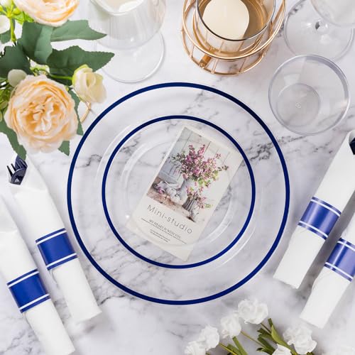 Dark Blue 700 Pcs Disposable Plastic Plates for Parties - BPA-Free