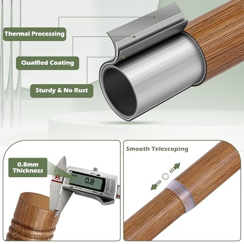 HTZON 2 Pack Wood Grain Adjustable Curtain Rods for Windows 28-48 Inch, Rustic Boho Heavy Duty Drapery Rod Set, Model: Wood Grain / 18-45"
