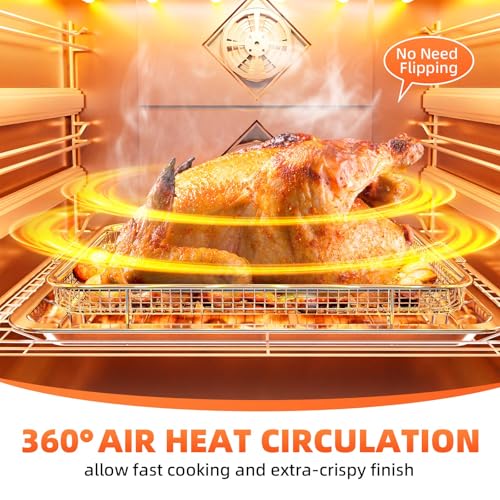 DEGOVIN Silver Air Fryer Basket & Tray Set for Oven - L+M Sizes, Includes Cooking Guide