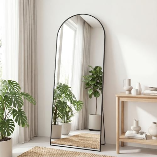 DUMOS Black 65x24 Inch Arched Full Length Floor Mirror with Stand