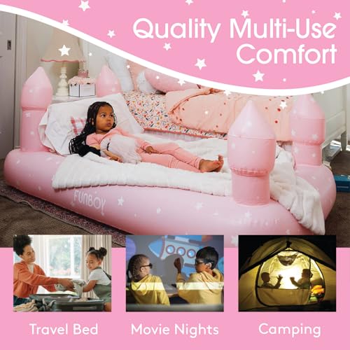 Kids Pink Castle Inflatable Air Bed Travel Mattress - Funboy, Single, 74x40 inches