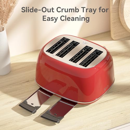 Toaster 4 Slice, Retro Stainless with 6 Bread Shade