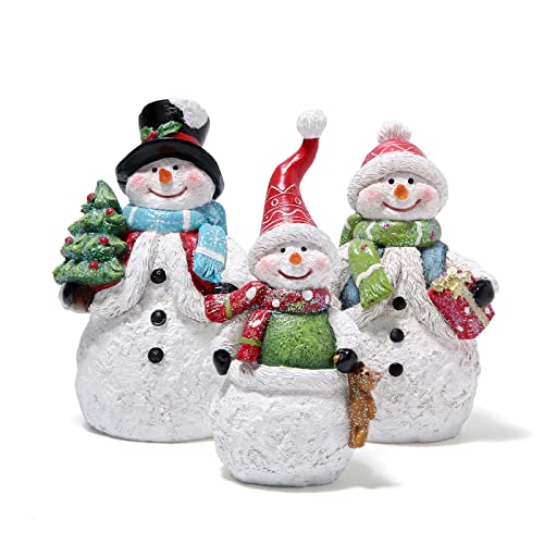 Hodao White 3PCS Christmas Snowman Family Decoration Figurines