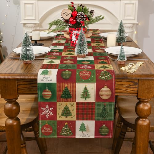 Siilues 13'' x 72'' Christmas Table Runner Xmas Trees Snowflakes Holiday Decor